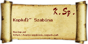 Kopkó Szabina névjegykártya